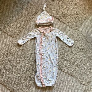 Floral Baby Gown with matching hat